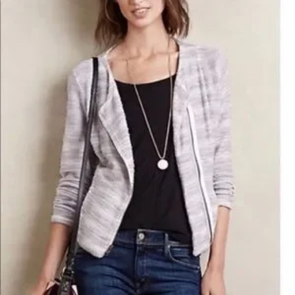 Anthropologie Dolan Left Coast Collection asymmetrical exposed zip jacket taupe